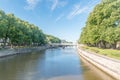 Aurajoki river in summer time in Turku, Finland Royalty Free Stock Photo