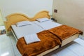 AURANGABAD, INDIA - FEBRUARY 6, 2017: Doble bed room in a hotel in Aurangabad, Maharasthra state, Ind