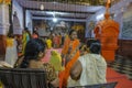 People praying at a small Hindu temple in Aurangabad, India Royalty Free Stock Photo