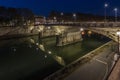Aurelius bridge and river Tiber at night Royalty Free Stock Photo