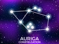 Auriga constellation. Starry night sky. Cluster of stars and galaxies. Deep space. Vector Royalty Free Stock Photo