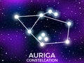 Auriga constellation. Starry night sky. Cluster of stars and galaxies. Deep space. Vector