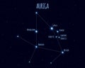 Auriga constellation, vector illustration with the names of basic stars Royalty Free Stock Photo