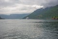 The Aurlandsfjord with ancored cruise ship Royalty Free Stock Photo