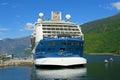 Aurlandsfjord and Naeroyfjord - UNESCO protected fjord cruise on Norway in a Nutshell Tour. Flam and Marella Discovery Cruise Ship Royalty Free Stock Photo