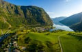 Aurlandsfjord Town Of Flam at dawn