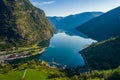 Aurlandsfjord Town Of Flam at dawn