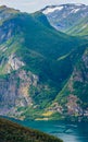 Aurlandsfjord view from the top of Stegastein viewpoint in Norway fjords Royalty Free Stock Photo