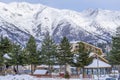 Auron, France - 10.01.2021 Alpine village at winter snow. Slopes of Winter Resort in Alpes Maritime, France. Beautiful