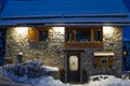 Auron, France - 28.12.2020: Cottage in Auron in snow winter, Alps in the South of France.