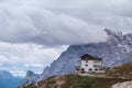 Auronzo refuge and Cadini di Misurina range Royalty Free Stock Photo