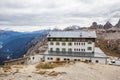 Auronzo refuge and Cadini di Misurina range, Dolomite Alps Royalty Free Stock Photo