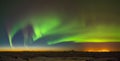 Aurora above Keflavik in Iceland.