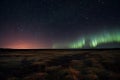 aurora aurorae dance over field of still stars and planets Royalty Free Stock Photo