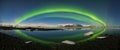 Aurora borealis above the sea. Jokulsarlon glacier lagoon, Iceland. Green northern lights. Starry sky with polar lights. Royalty Free Stock Photo