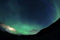 Aurora Borealis against the sunset sky in Iceland