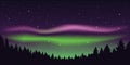 aurora borealis beautiful polar lights in stary sky in forest