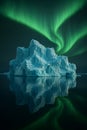 Aurora Borealis Dancing Over a Majestic Iceberg Reflection AI-GENERATED Royalty Free Stock Photo