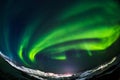 Aurora borealis Green on Teriberka in Murmansk region