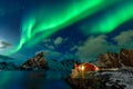 Aurora Borealis in Lofoten Archipelago, Norway in the winter time