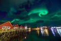 Aurora Borealis in Lofoten Archipelago, Norway in the winter time Royalty Free Stock Photo