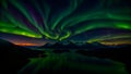 aurora borealis night sky landscape of heavenly northern lights multi colored glow nature backgrounds astronomy Generative AI