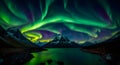 aurora borealis night sky landscape of heavenly northern lights multi colored glow nature backgrounds astronomy Generative AI