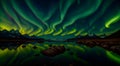 aurora borealis night sky landscape of heavenly northern lights multi colored glow nature backgrounds astronomy Generative AI