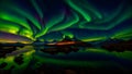 aurora borealis night sky landscape of heavenly northern lights multi colored glow nature backgrounds astronomy Generative AI