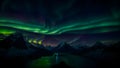 aurora borealis night sky landscape of heavenly northern lights multi colored glow nature backgrounds astronomy Generative AI