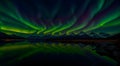 aurora borealis night sky landscape of heavenly northern lights multi colored glow nature backgrounds astronomy Generative AI