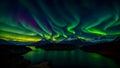 aurora borealis night sky landscape of heavenly northern lights multi colored glow nature backgrounds astronomy Generative AI