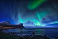 Aurora borealis on sky in Norway Royalty Free Stock Photo