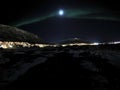 Aurora borealis at night in tromsoe city