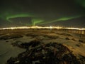 Aurora borealis at night in tromsoe city
