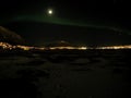 Aurora borealis at night in tromsoe city