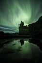 Aurora Borealis (Northern Lights) above londrangar rock formation