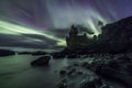 Aurora Borealis (Northern Lights) above londrangar rock formation