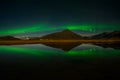 Aurora Borealis or Northern lights the amazing wonder of nature in the dramatic skies of Iceland. Royalty Free Stock Photo