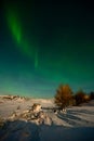 Aurora Borealis or Northern lights the amazing wonder of nature in the dramatic skies of Iceland. Royalty Free Stock Photo