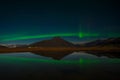 Aurora Borealis or Northern lights the amazing wonder of nature in the dramatic skies of Iceland. Royalty Free Stock Photo