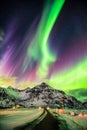 Aurora Borealis (Northern lights) explosion over mountains and r Royalty Free Stock Photo