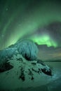 Aurora Borealis Northern Lights in Lake Tornetrask, Abisko, Northern Sweden Royalty Free Stock Photo