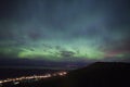 Aurora Borealis over alaskan towns