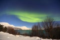 Aurora borealis over fjords