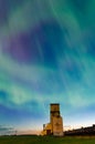 Aurora Borealis over a grain elevator in Saskatchewan, Canada