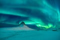 Aurora Borealis over Kirkjufell mountain in Iceland Royalty Free Stock Photo