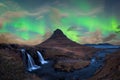 Aurora Borealis over Kirkjufell in Snaefellsnes in Iceland Royalty Free Stock Photo