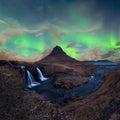 Aurora Borealis over Kirkjufell in Snaefellsnes in Iceland Royalty Free Stock Photo