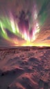 Aurora Borealis Over Lake